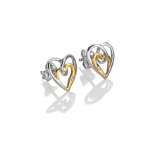 Load image into Gallery viewer, Silver And 18ct Gold Plated Interwoven Heart Earrings
