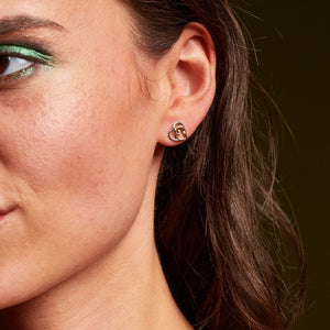Silver And 18ct Gold Plated Interwoven Heart Earrings