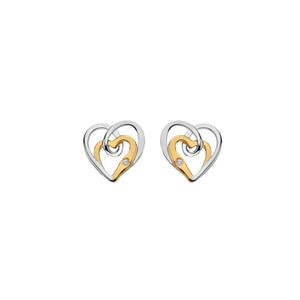 Silver And 18ct Gold Plated Interwoven Heart Earrings