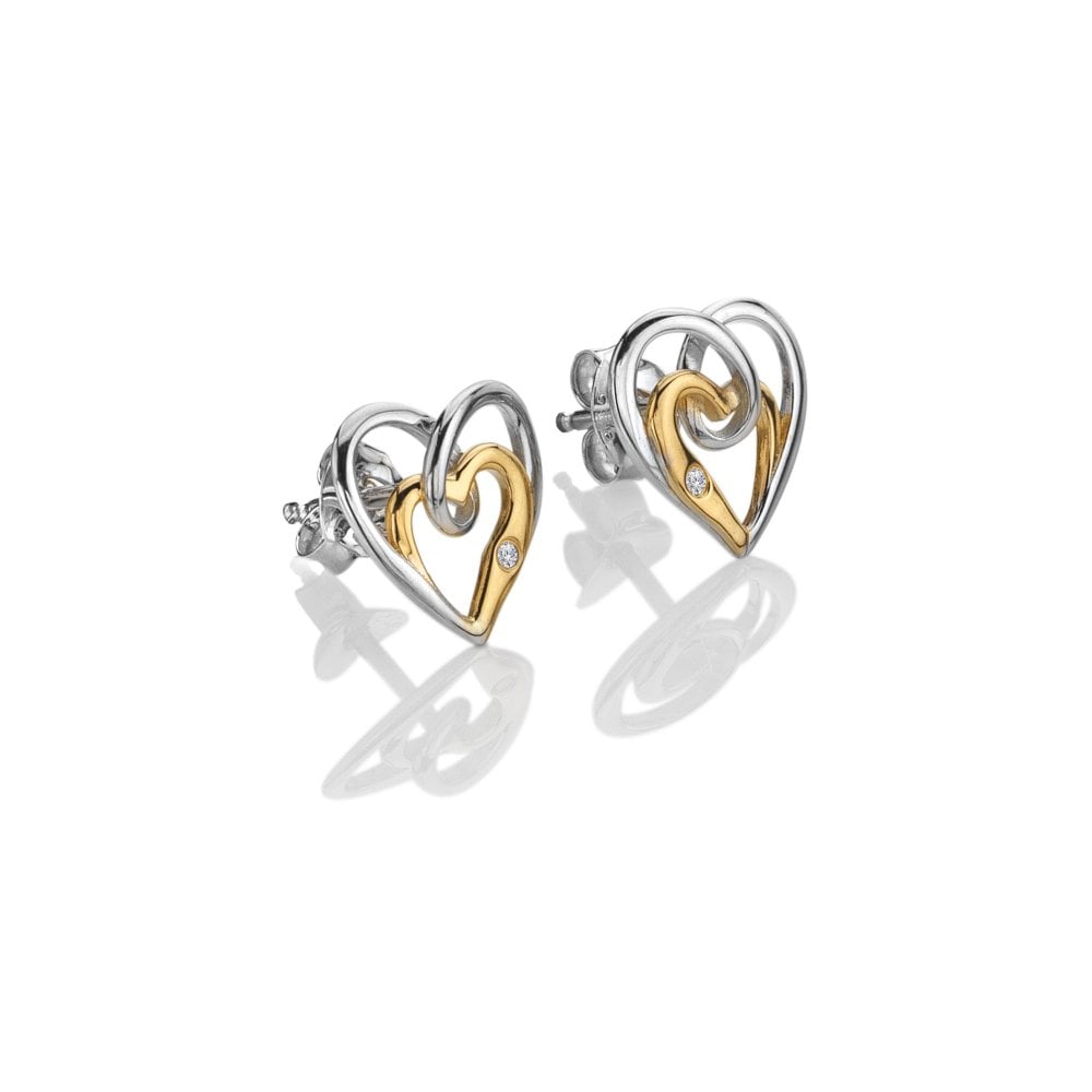Silver And 18ct Gold Plated Interwoven Heart Earrings