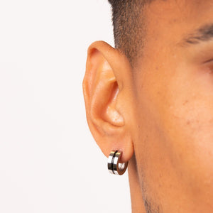 Black Enamel Stripe Hoop Earrings