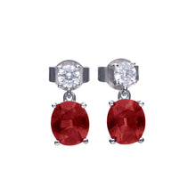 Load image into Gallery viewer, Oval Drop Red Zirconia Earrings
