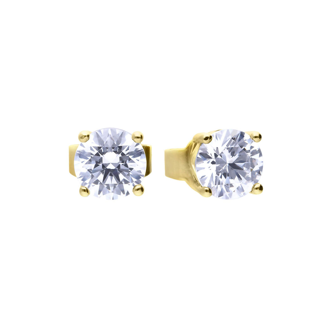 Yellow Gold Plated Sterling Silver Four Claw Set 0.50ct Solitaire Stud Earrings