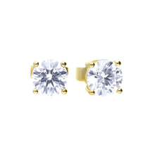 Load image into Gallery viewer, Yellow Gold Plated Sterling Silver Four Claw Set 1ct Solitaire Stud Earrings
