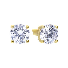 Load image into Gallery viewer, Yellow Gold Plated Sterling Silver Four Claw Set 2ct Solitaire Stud Earrings

