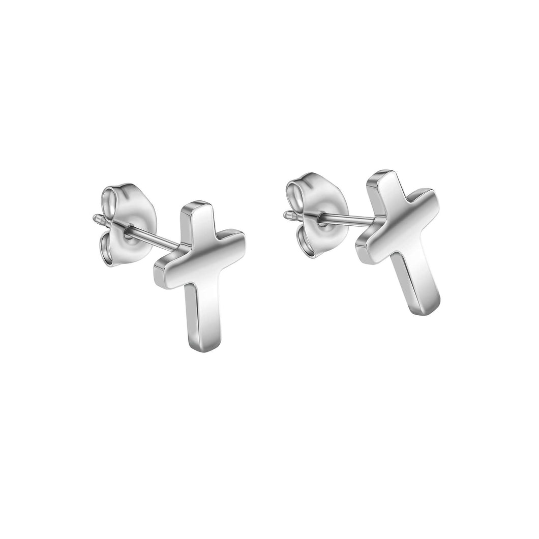 Stainless Steel Cross Stud Earrings