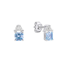 Load image into Gallery viewer, Square Cut Aquamarine Blue Coloured Zirconia Earrings
