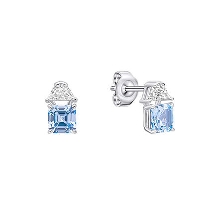 Square Cut Aquamarine Blue Coloured Zirconia Earrings