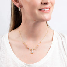 Load image into Gallery viewer, Yellow Gold Plated Sterling Silver Vine Leaf Earrings with Teardrop Drop
