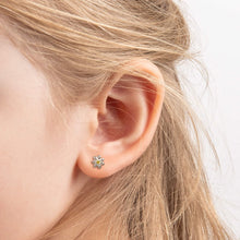 Load image into Gallery viewer, Daisy Stud Earrings with Yellow CZ and Diamond
