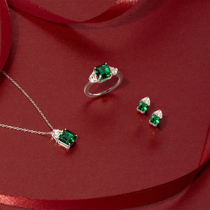 Square Cut Emerald Coloured Zirconia Necklace