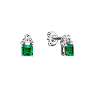 Square Cut Emerald Coloured Zirconia Earrings