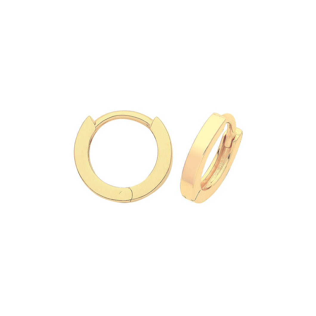 9ct Yellow Gold 8mm Hinged Hoop Earrings