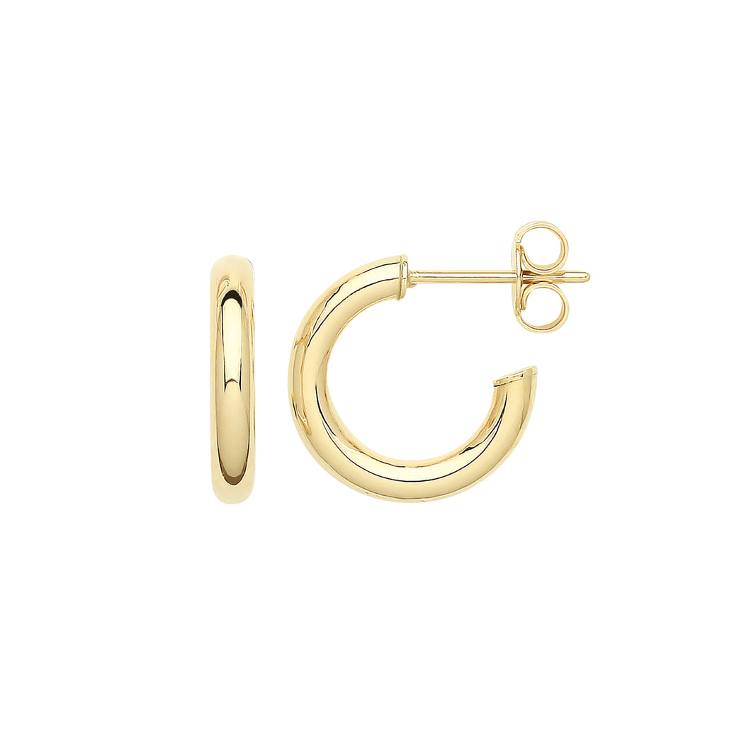 9ct Yellow Gold 10mm Hoop Earrings With Post