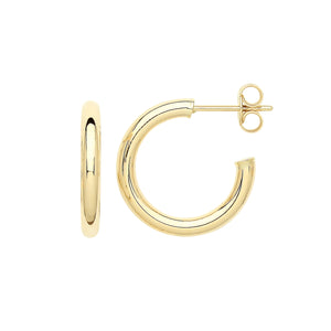 9ct Yellow Gold 15mm Hoop Earrings With Post