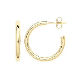 9ct Yellow Gold 20mm Hoop Earrings With Post