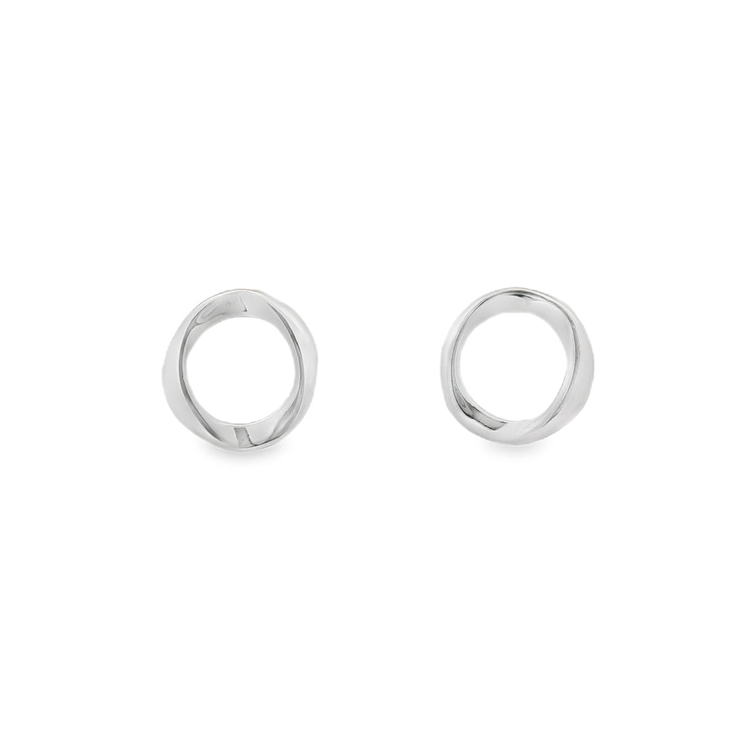 Silver Twisted Circle Stud Earrings