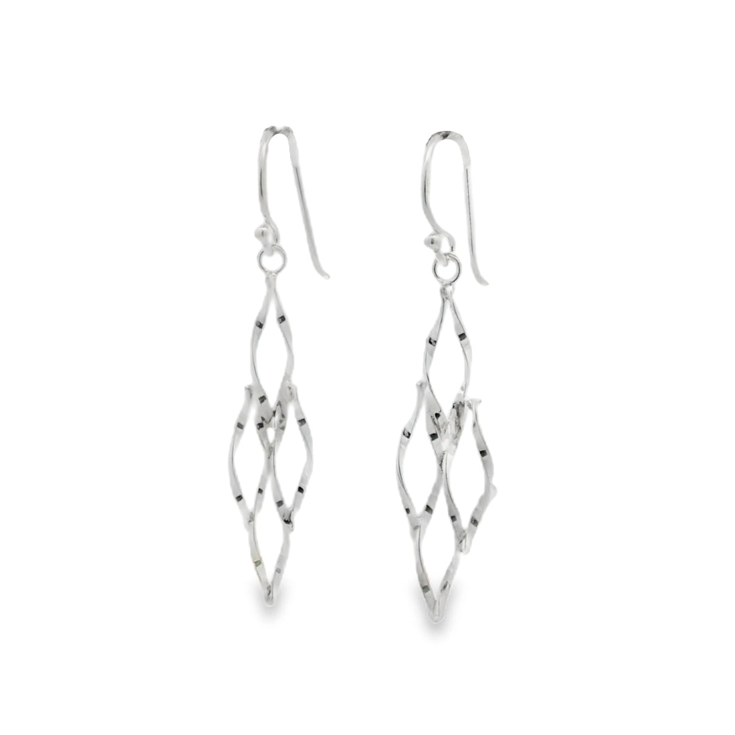 Silver Four Kites Connected Drop Earrings