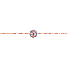 Load image into Gallery viewer, Rose Gold Plated Sterling Silver Circle Bracelet Blue And Clear CZ

