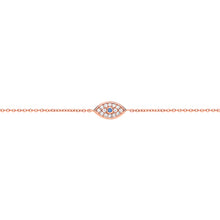 Load image into Gallery viewer, Rose Gold Plated Sterling Silver Evil Eye Bracelet Blue And Clear CZ
