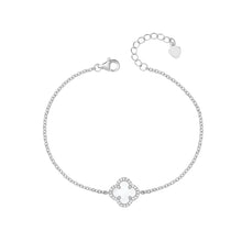 Load image into Gallery viewer, Silver Mother Of Pearl &amp; Cubic Zirconia Clover Bracelet
