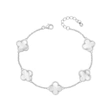 Load image into Gallery viewer, Silver Mother Of Pearl Five Clover Bracelet
