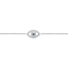 Load image into Gallery viewer, Sterling Silver Blue And Clear CZ Evil Eye Bracelet
