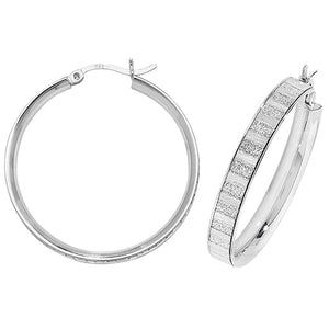 Silver 30mm Moon Dust Hoop Earrings