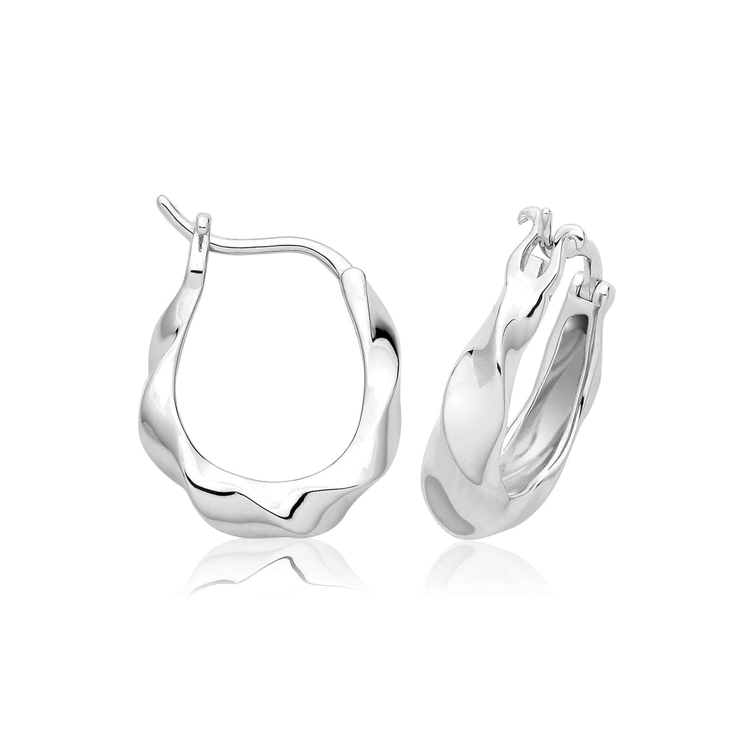 Silver Twist Domed Hoop Earrings