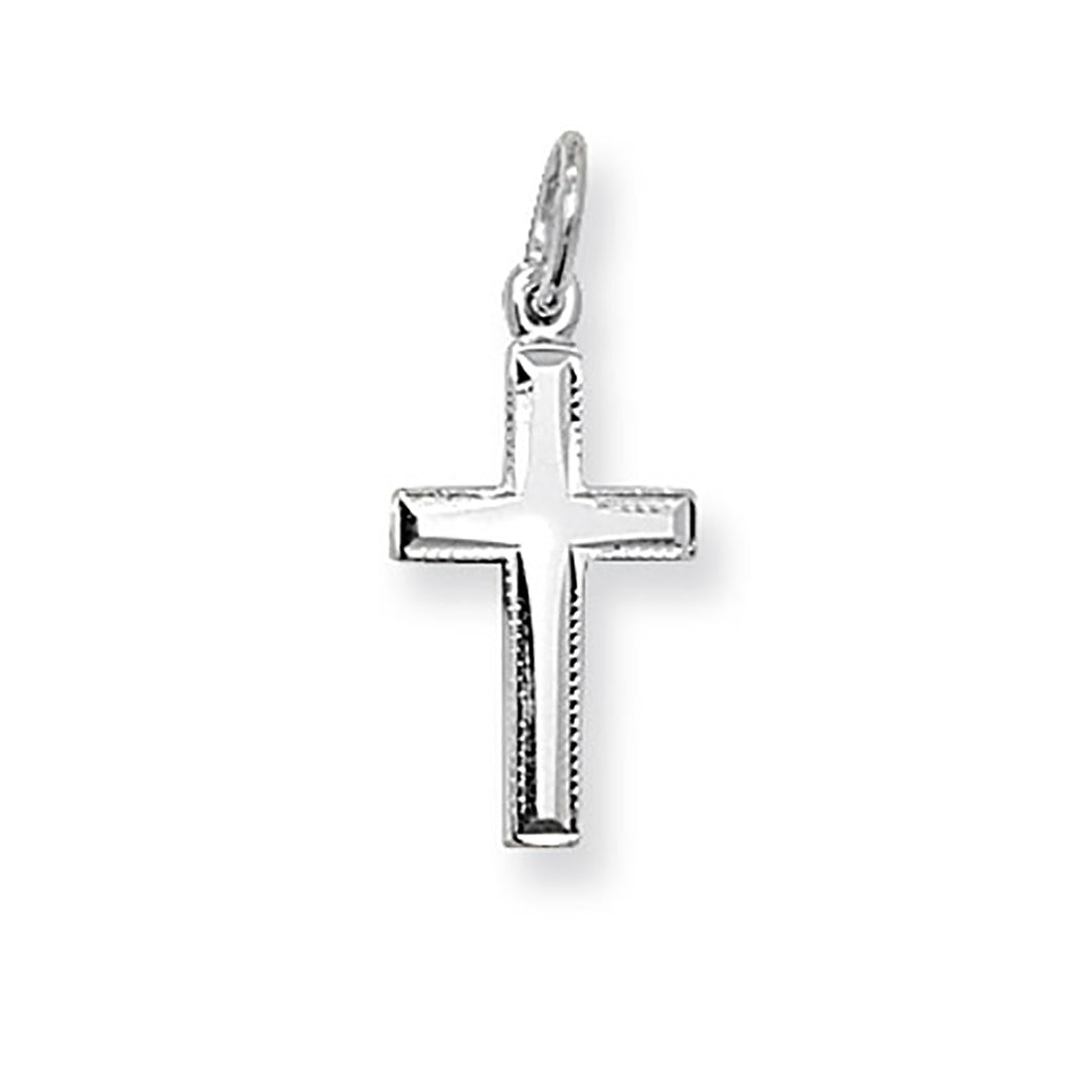 Sterling Silver Cross Patterned Edge 26x12mm