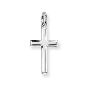 Sterling Silver Cross Patterned Edge 32x10mm