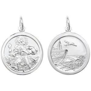 22mm Round Double Sided Sterling Silver St Christopher
