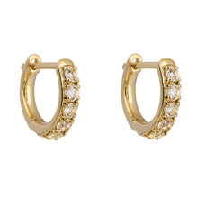 Load image into Gallery viewer, 9ct Yellow Gold White Topaz Huggie Style Hoops
