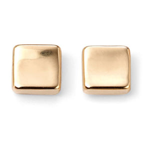 9ct Yellow Gold Plain Concave Square Stud Earrings