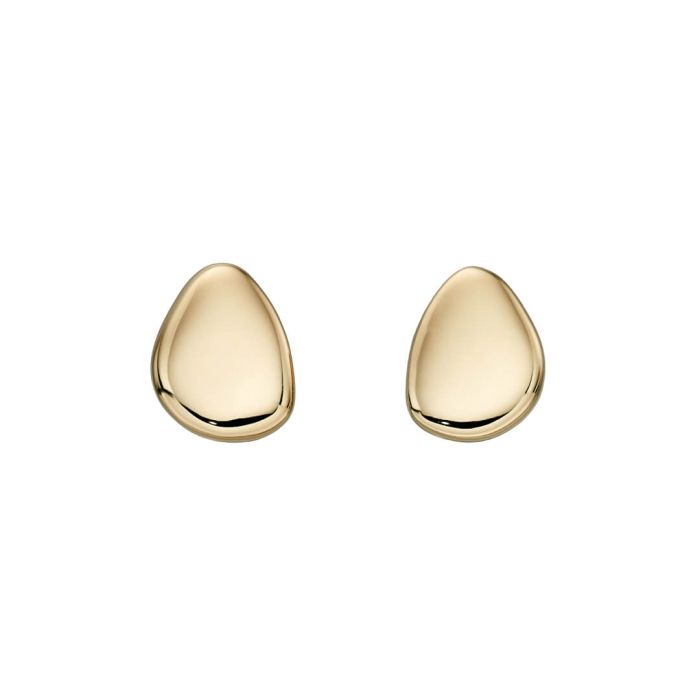 9ct Yellow Gold Organic Pebble Shaped Stud Earrings