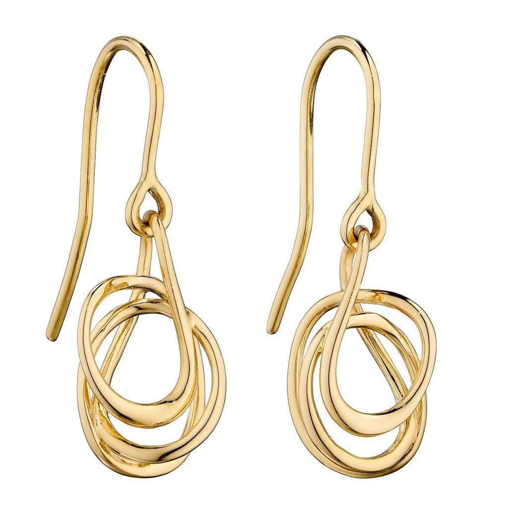 Yellow Gold Wire Wrap Drop Earrings