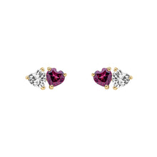 Load image into Gallery viewer, 9ct Yellow Gold Two Hearts Stud Earrings
