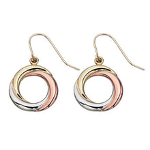 Load image into Gallery viewer, 9ct Yellow, White And Rose Gold Circle Drop Earrings
