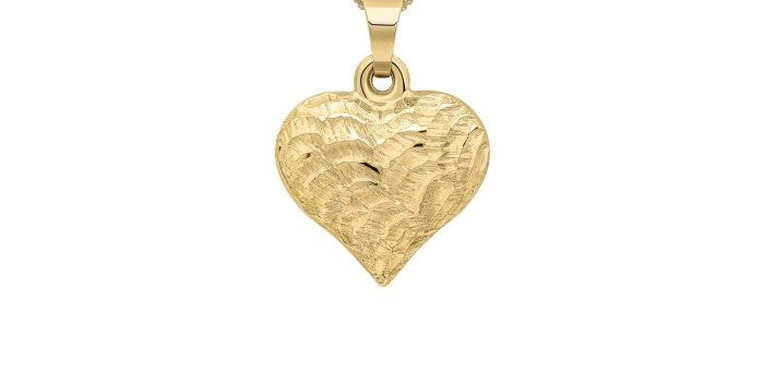 9ct Yellow Gold Textured Heart Pendant