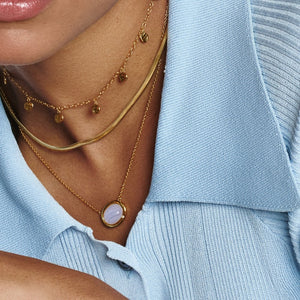 HDXGEM Horizontal Oval Necklace - Blue Lace Agate