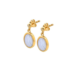 HDXGEM Oval Earrings - Blue Lace Agate
