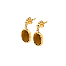 Load image into Gallery viewer, HDXGEM Oval Earrings - Tigers Eye
