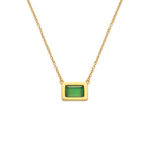 HDXGEM Rectangle Necklace - Green Chalcedony