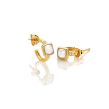 Load image into Gallery viewer, HDXGEM Square Huggie Earrings - Mother Of Pearl
