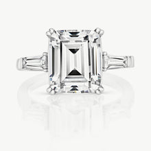 Load image into Gallery viewer, Emerald Cut Cubic Zirconia With Claw Setting And Tapered Baguette Shoulders

