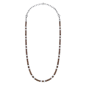 Stainless Steel With Brown Hematite Bead Necklace