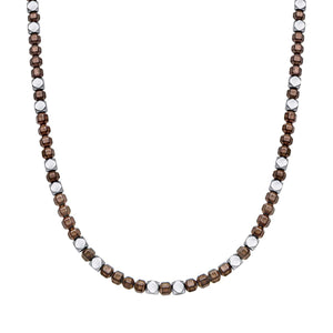 Stainless Steel With Brown Hematite Bead Necklace