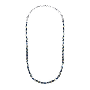 Stainless Steel With Blue Hematite Bead Necklace