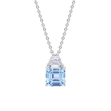 Load image into Gallery viewer, Square Cut Aquamarine Blue Coloured Zirconia Necklace
