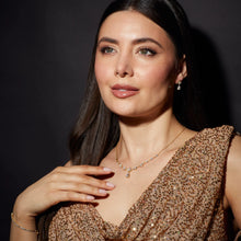 Load image into Gallery viewer, Yellow Gold Plated Sterling Silver Vine Leaf Earrings with Teardrop Drop
